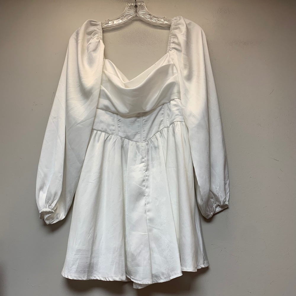 Princess Polly Mini Dress Women Size 4 White Excellent Corset Balloon Sleeve